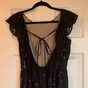 Leona by Lauren Leonard Black Backless Eyelet Dres